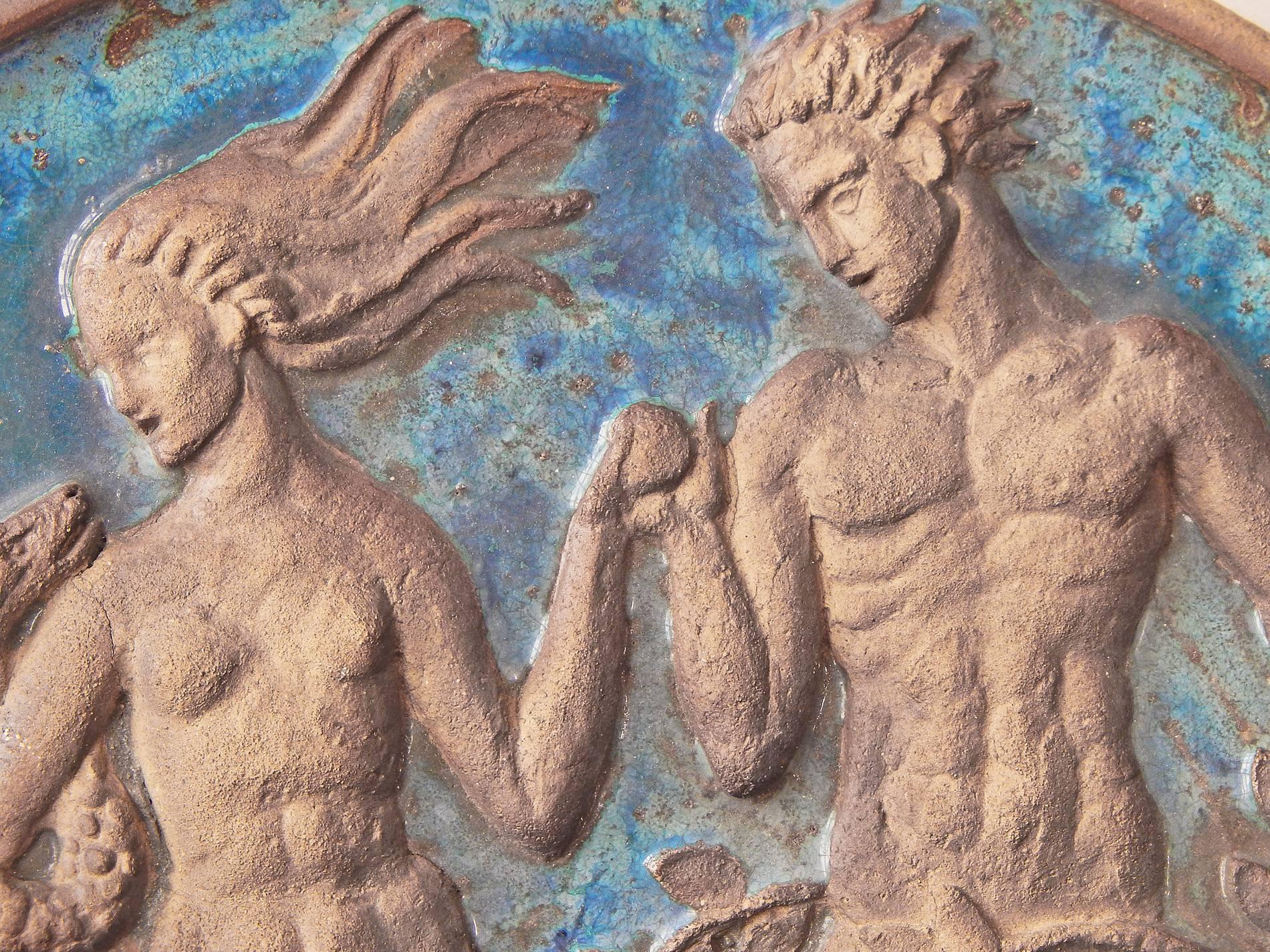 Art déco Magnifique panneau sculptural Art Déco-WPA « Eve and Adam in Eden » en vente