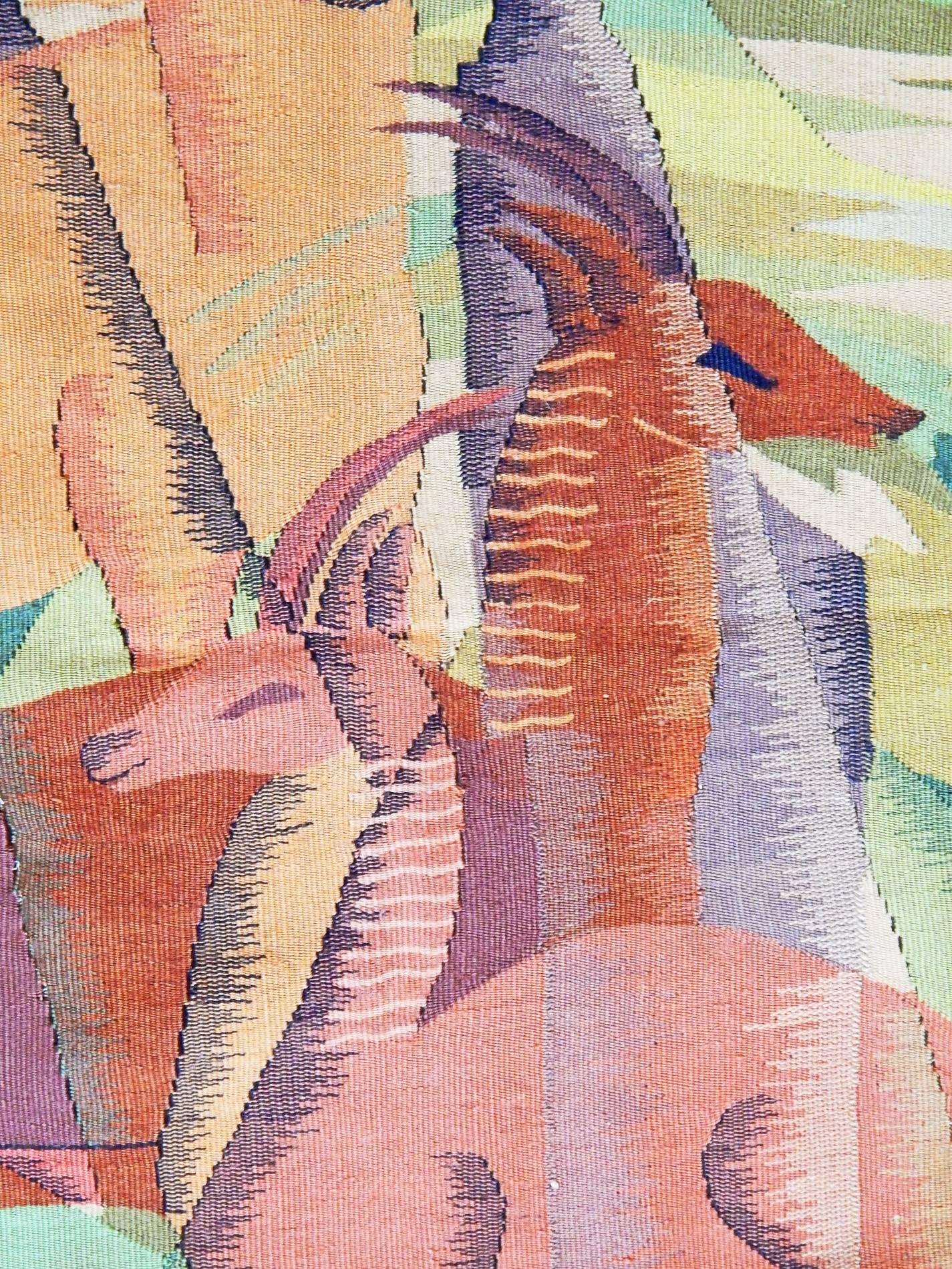 Art déco Chef-d'œuvre de tapisserie Art Déco « chèvres de fontaine » en vente