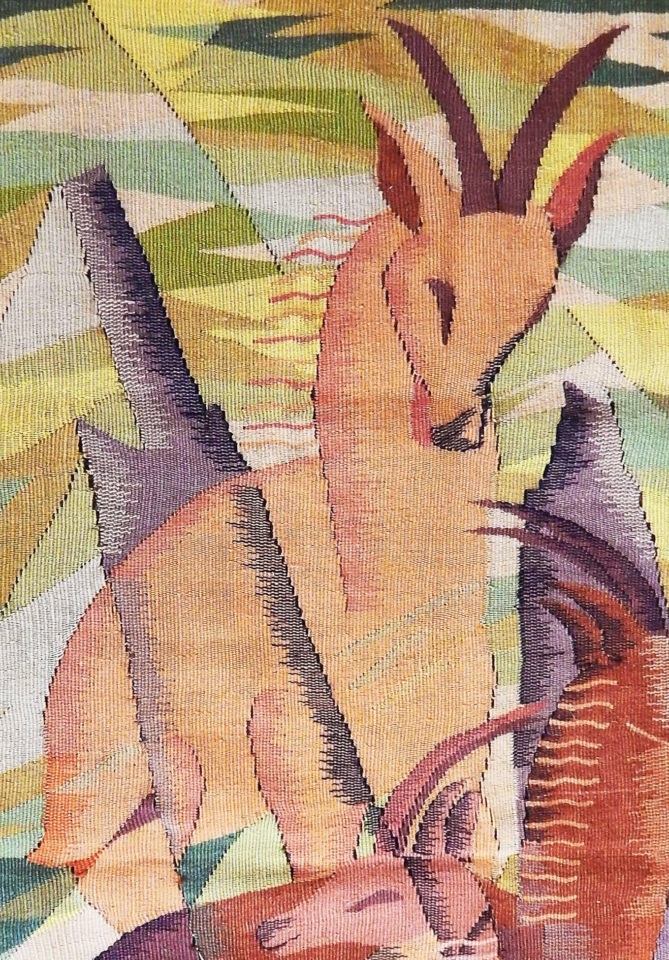 Français Chef-d'œuvre de tapisserie Art Déco « chèvres de fontaine » en vente