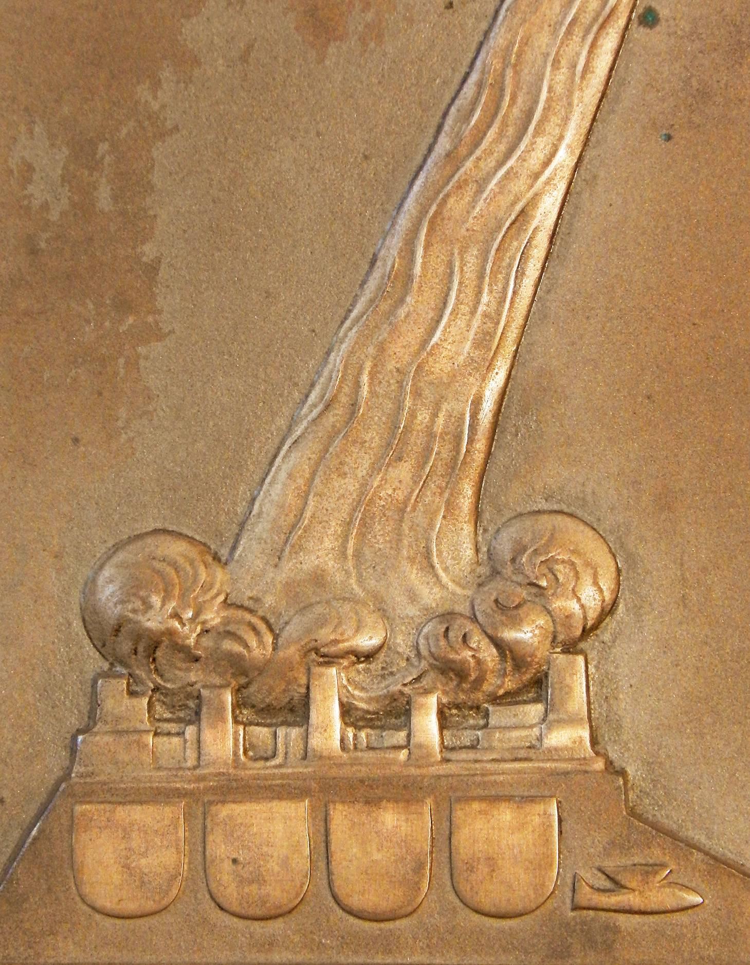 Art déco Rare panneau de bronze Art Déco pour l'excellence en aérospatiale « Weatherhead Award » en vente
