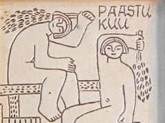 "In the Sauna, " Highly Rare Mid-Century Dish by Der März, Estonia