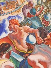 "Spanish Cannoneers, " Fabulous Mural Illustrating Washington Irving Classic