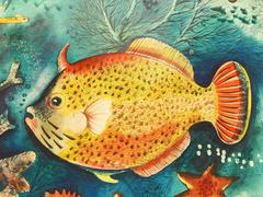 "Tropical Fish, " Brilliant Art Deco Undersea Painting, Hawaii, 1942