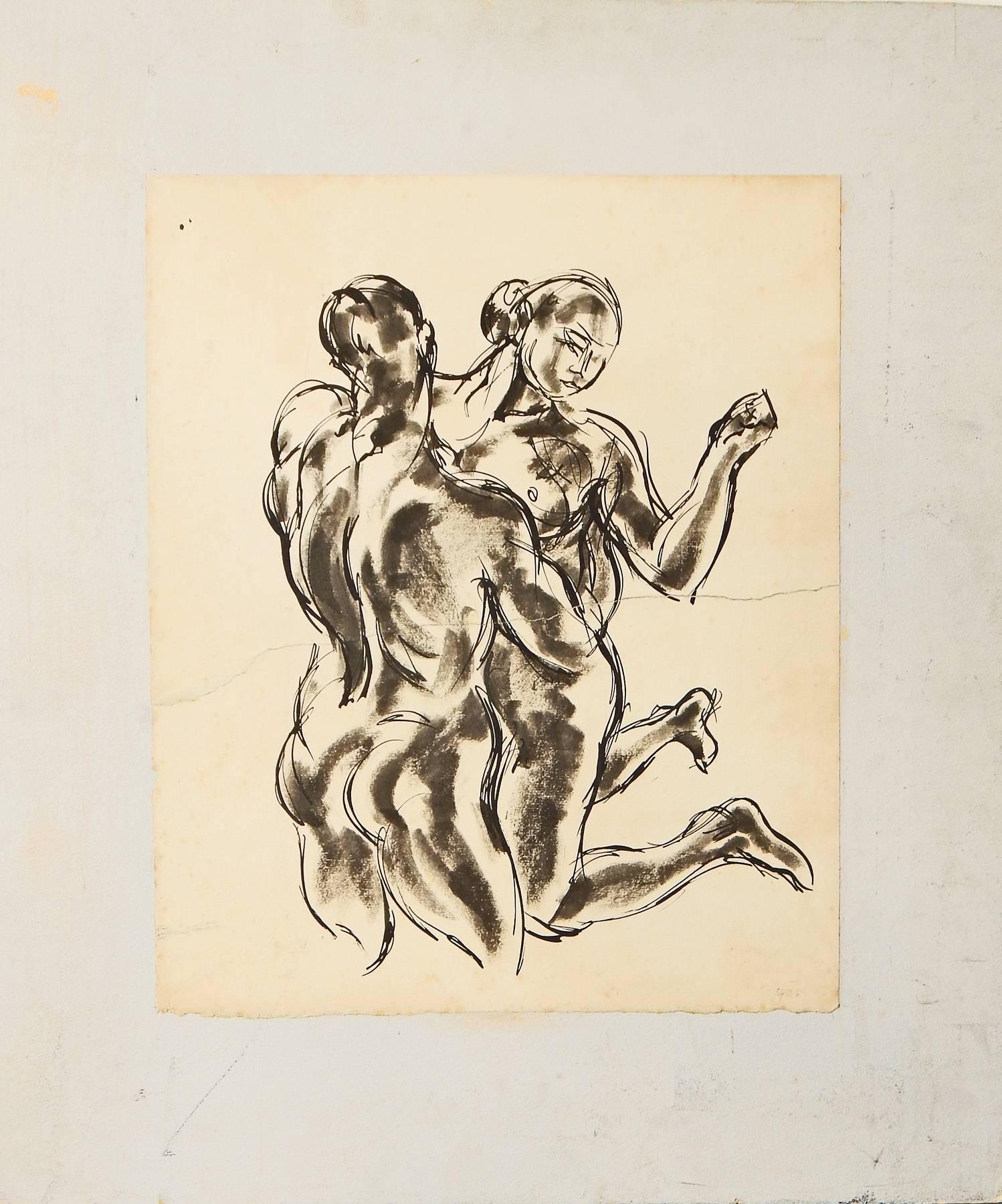 Début du 20ème siècle « Triton and Nymph », dessin Art Déco de Lincoln Kirstein Associate, 1928 en vente