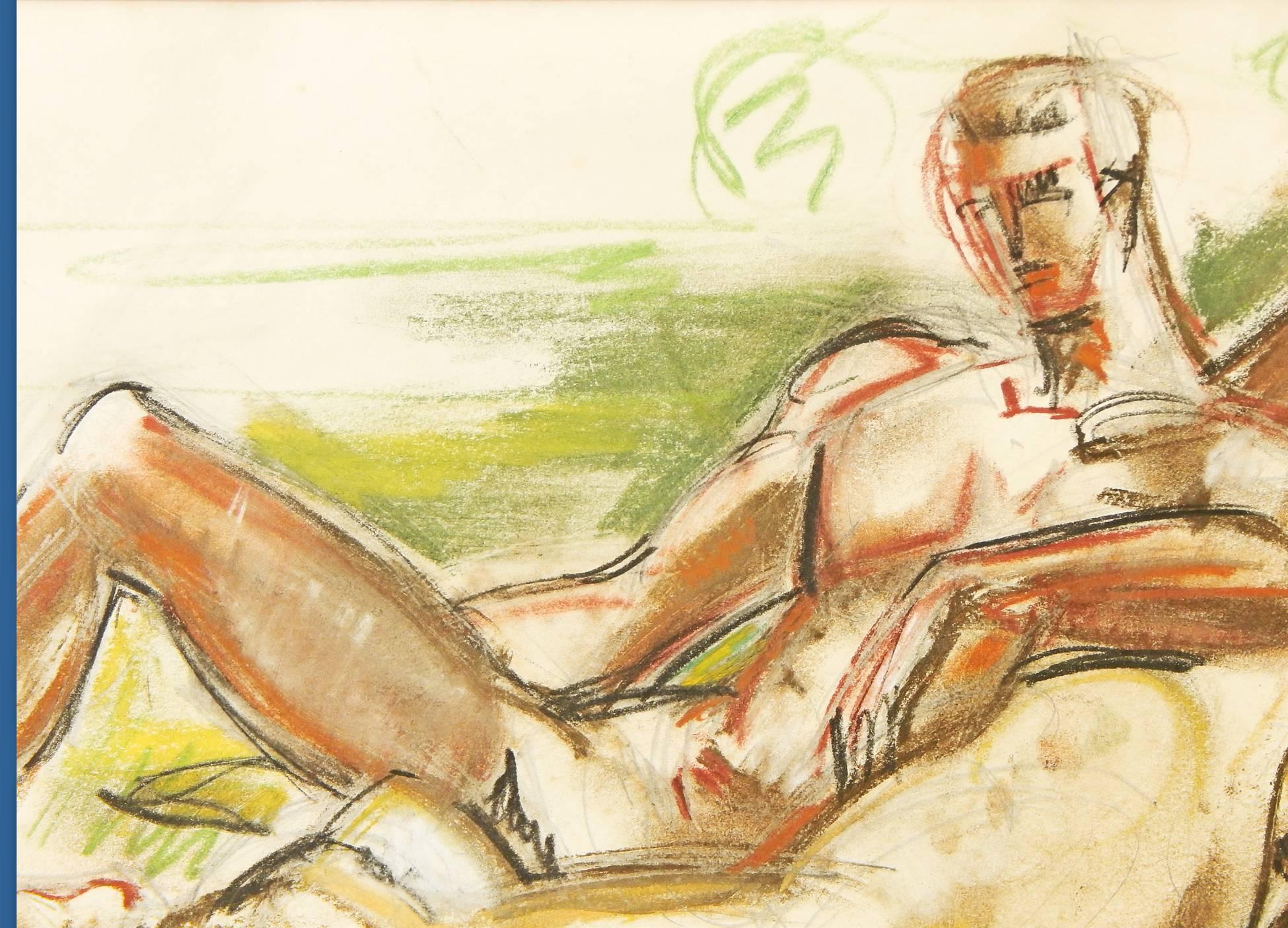 This drawing is a highly important and rare window into a relationship that impacted the larger world of Abstract Expressionism in New York just a few years after it was made in 1949. The artist is William Littlefield, who depicts his model, Fred