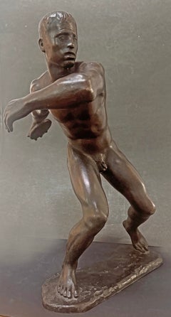 "Nude Discus Thrower", Powerful, Sensuous Sculpture of Male Athlete, 1938