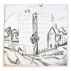 « Le Bronx en 1925 », dessin audacieux d'inspiration cubiste représentant un immeuble d'habitation des débuts