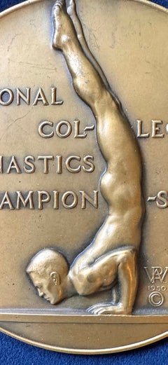 "National Collegiate Gymnastics Championship", Highly Rare Art Deco Plaque, 1950