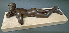 "Day Dream", Highly Rare Bronze Sculpture of Male Nude by Hancock, 1938