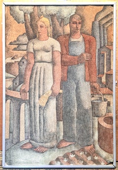 "Industry and Agriculture", Allegorical Art Deco Fresco, 1934 Chicago Art Inst.