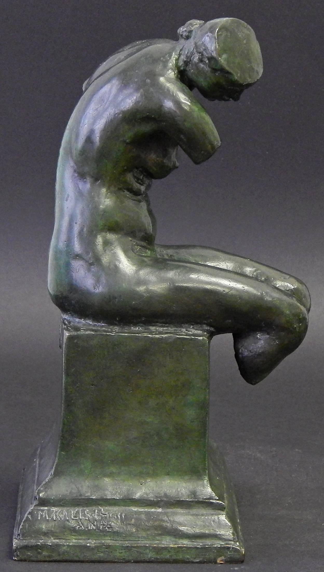 Art Deco Female Nude Bookends, Rare Bronze Sculptures by Max Kalish, Paris Foundry For Sale