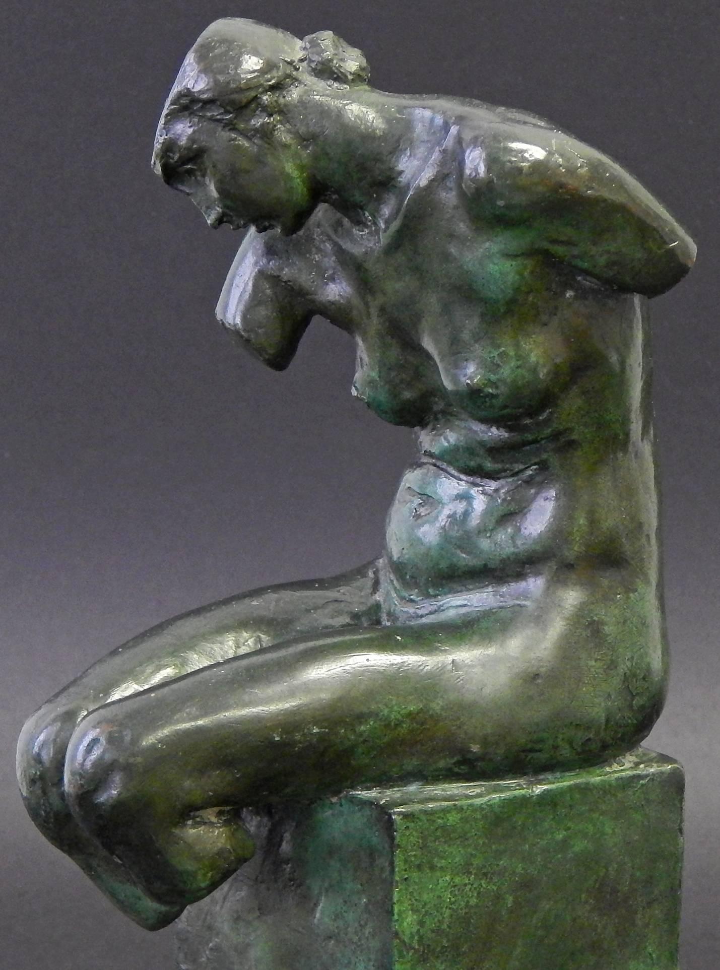 Weiblicher Akt Buchstützen, seltene Bronzeskulpturen von Max Kalish, Gießerei Paris (Gegossen) im Angebot
