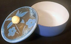 "Flowers and Leaves in Periwinkle and Silver", Art Deco Lidded Enamel Bowl
