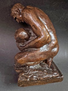 'Massaging an Injured Ankle", Rare Bronze of Male Nude Athlete by McKenzie