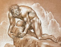 "Cyclops and Lovers", 1954 Drawing by Gaston Goor w/ Nude Figures