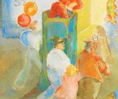 "500 LB Lady, " Colorful and Charming WPA-Era Carnival Scene by Lincoln