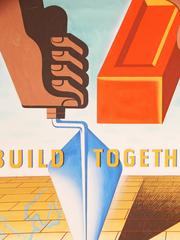 "Build Together, " Important 1950 Painting for Marshall Plan Poster Competition