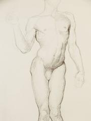 "Male Nude with Cocked Pelvis, " Superb 1930s Drawing by Dunbar Beck