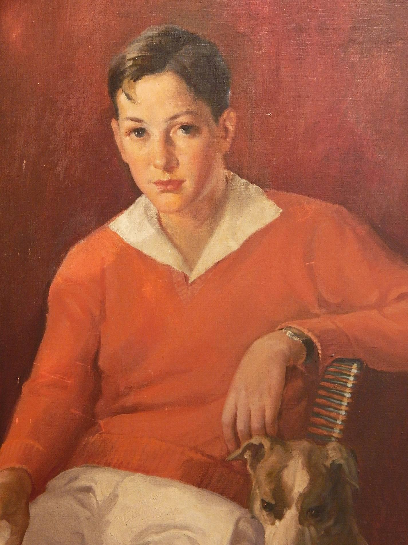 portrait of boy with dog
