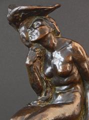 "Nude with Lily Pad, " Important Bronze Candlestick by Roman Bronze Works