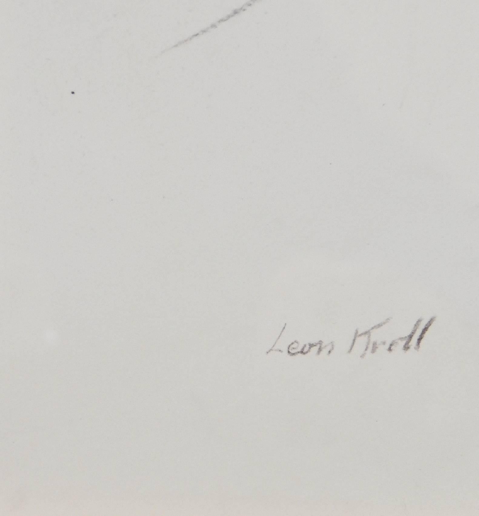 Art déco « Man's Portrait, Three Quarters View » (Le portrait d'homme, vue sur les trois quarts), dessin puissant de Leon Kroll en vente