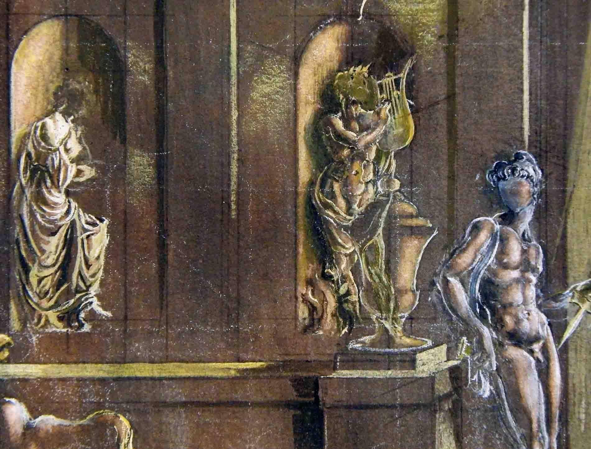 Peint « Orphée et ses compagnons, chef-d'œuvre surréaliste avec nus masculins en vente