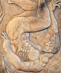 "Satiro che cade", splendido pannello Art Deco con nudo maschile realizzato dallo scultore della WPA