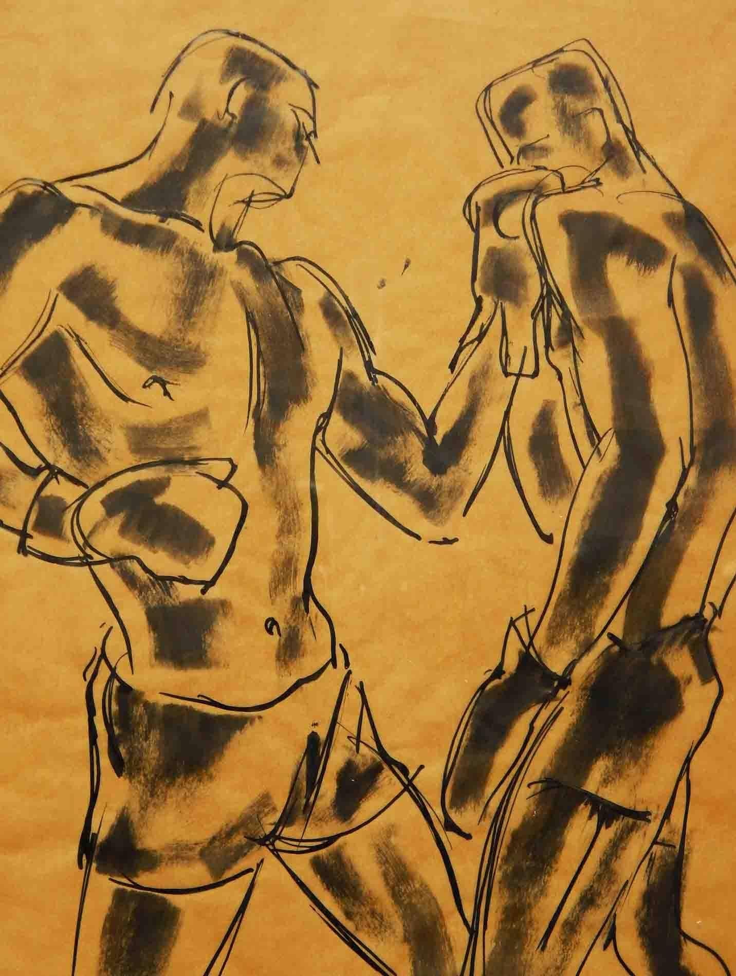 William Littlefield was fascinated by boxers, capturing them again and again in the 1920s and 1930s, issuing a set of prints and producing a series of vivid, arresting drawings. Each drawing shows his ability to economically make use of broad stokes