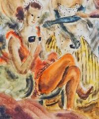 « Masquerade », scène de genre Art Déco colorée et hautement spirituelle