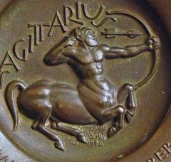 "Sagittarius, " Rare, High Style Art Deco Bronze Bas Relief by Paul Manship