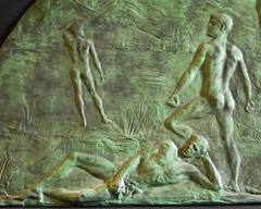 "Nondum / Paraíso", Escultura de Pared de Bronce Art Decó Única con Múltiples Desnudos