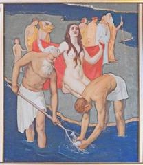 "Parable, " Large Art Deco Triptych Mural with Nudes by Liberty Memorial Painter