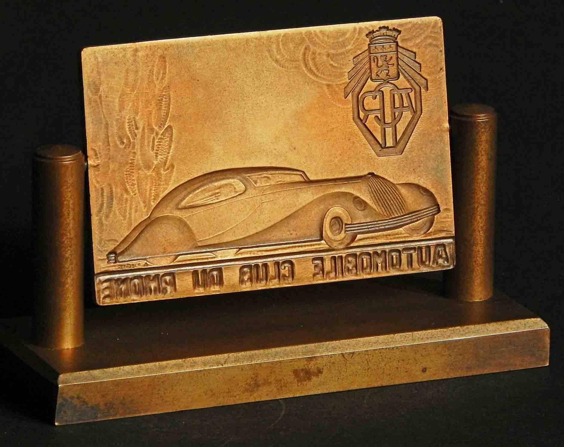 Art déco Accessoire de bureau Art Déco en bronze « Automobile Club of Rhone », Talbot-Lago en vente