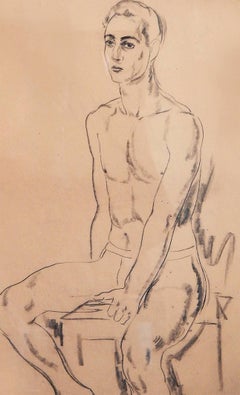 "Male Nude, " Early and Fine Drawing by William Baziotes at National Academy