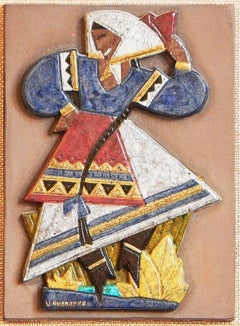 "Russian Dancers with Balalaikas, " Fabulous Art Deco Ceramic Wall Plaques