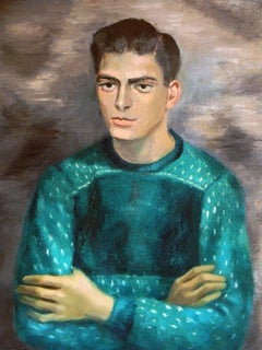 "Uomo con maglione verde", sorprendente ritratto di metà secolo di Zimmerman, anni '50