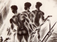 "Harlem POOL, " Evocative, Depression-Era Art Deco Print by Barbara Morgan