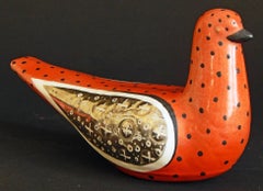 "Red Dove, " Rare Mid-Century Sculpture in Tones of Persimmon and Silver