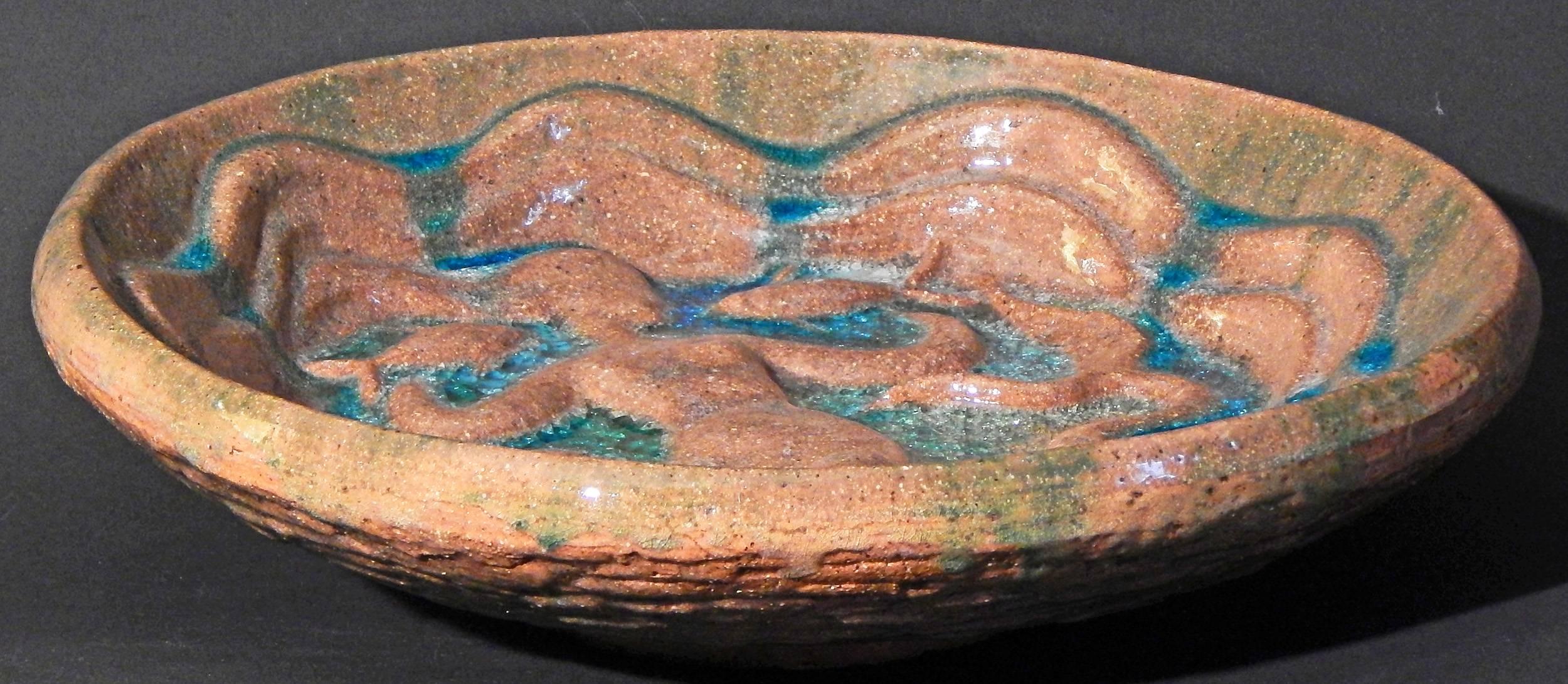 Américain « Mermaid Bowl », grande et importante pièce sculpturale Art Déco de Waylande Gregory en vente