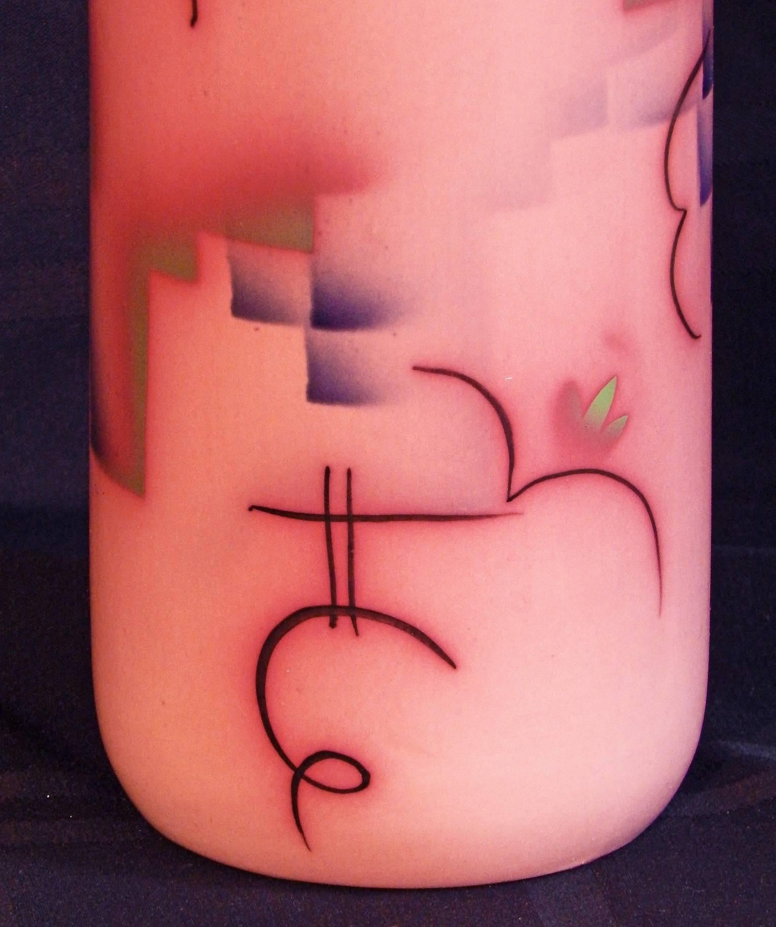 Vienna Secession Secessionist Vase, Ruddy Pink with Wiener Werkstatte-Influenced Glyphs For Sale