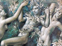 "Follia di primavera", raro disegno con nudi di Gaston Goor, tardo Art Deco