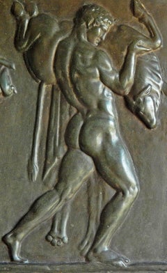 "Hercules and the Bull", Mythological Relief Sculpture with Male Nude, di Signa