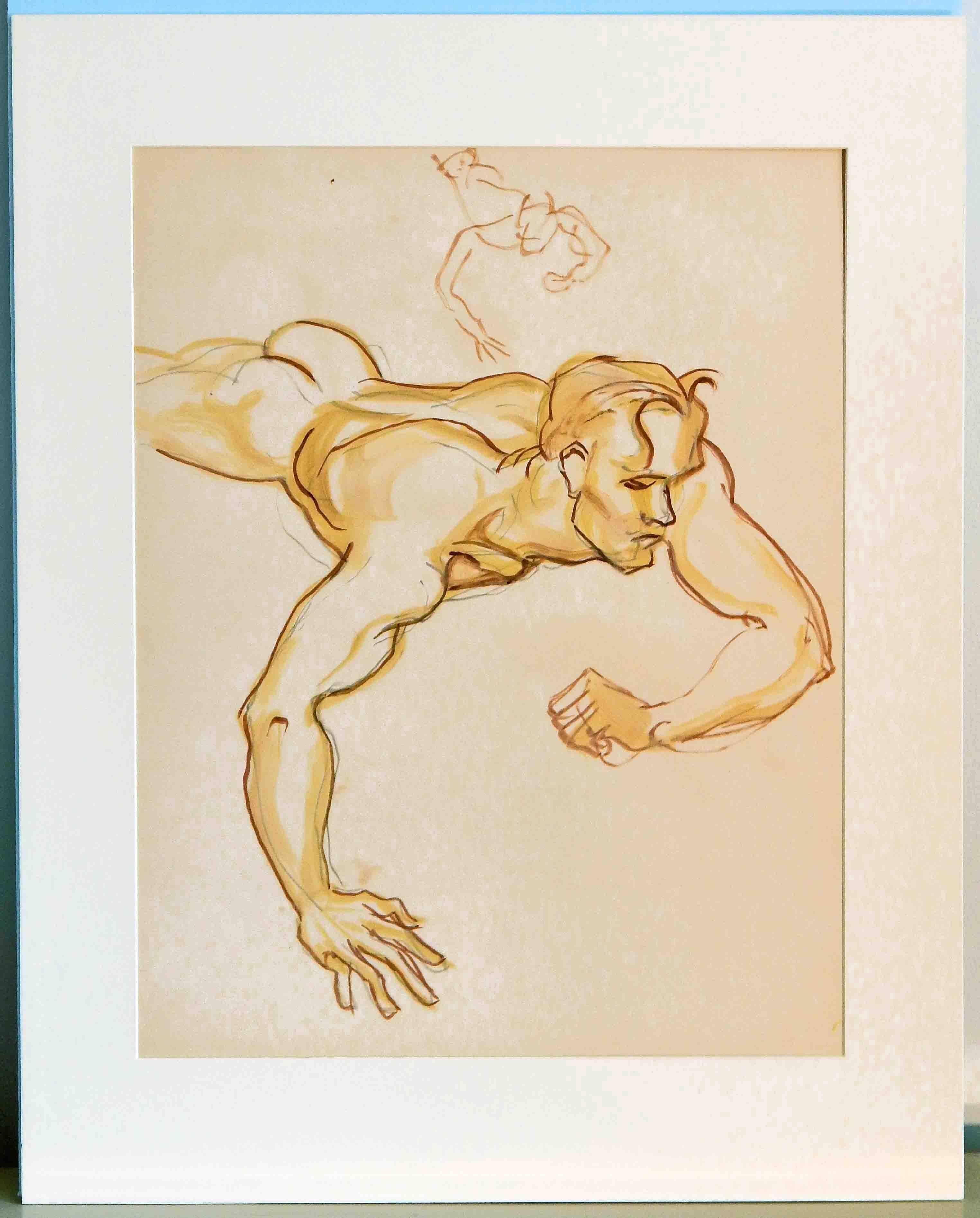 „ „Study for Icarus“, Zeichnung von Emlen Etting, 1940er Jahre im Zustand „Hervorragend“ im Angebot in Philadelphia, PA