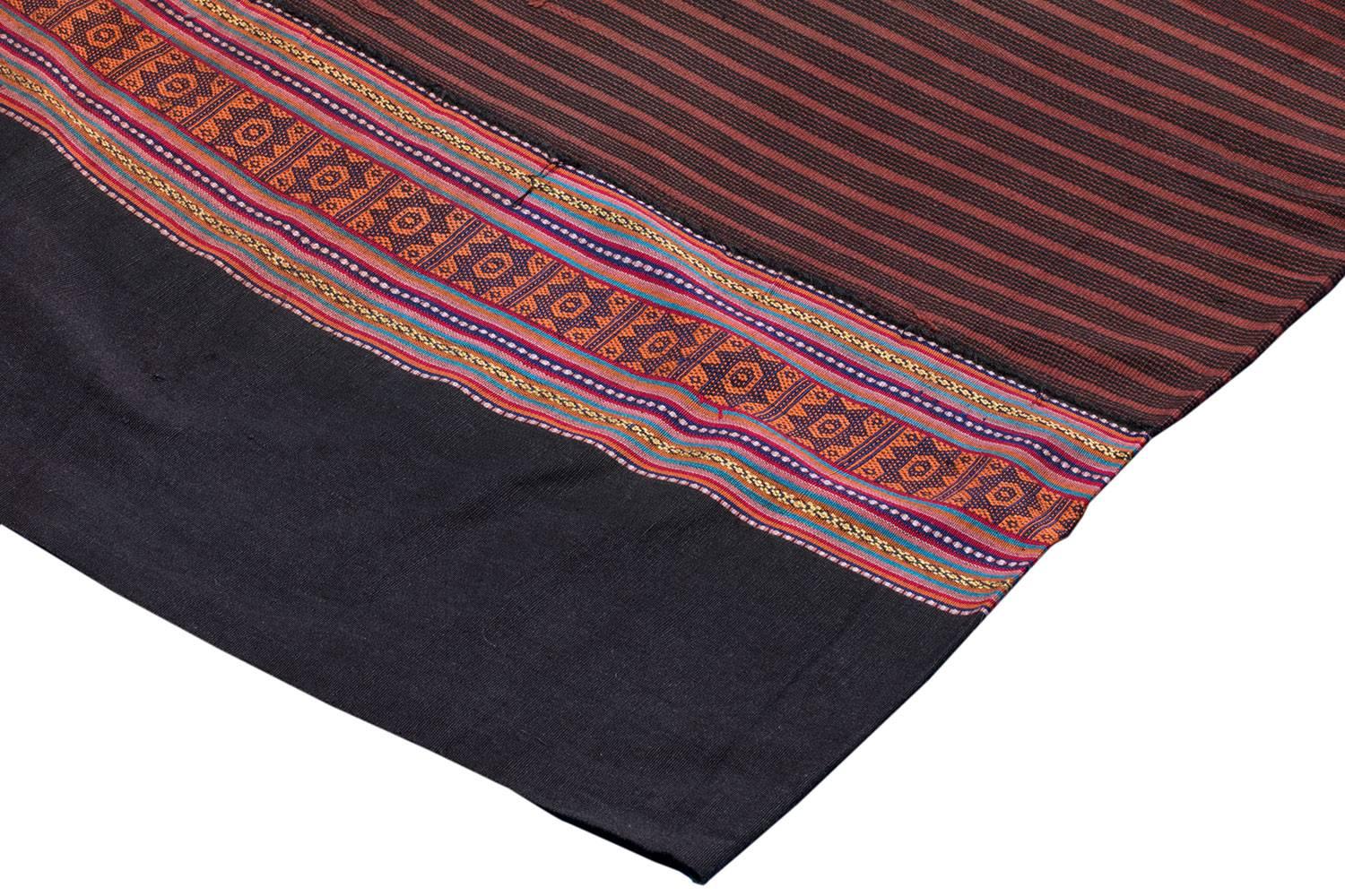 Tribal Vintage Laotian Cotton Textile Pink, Red and Indigo