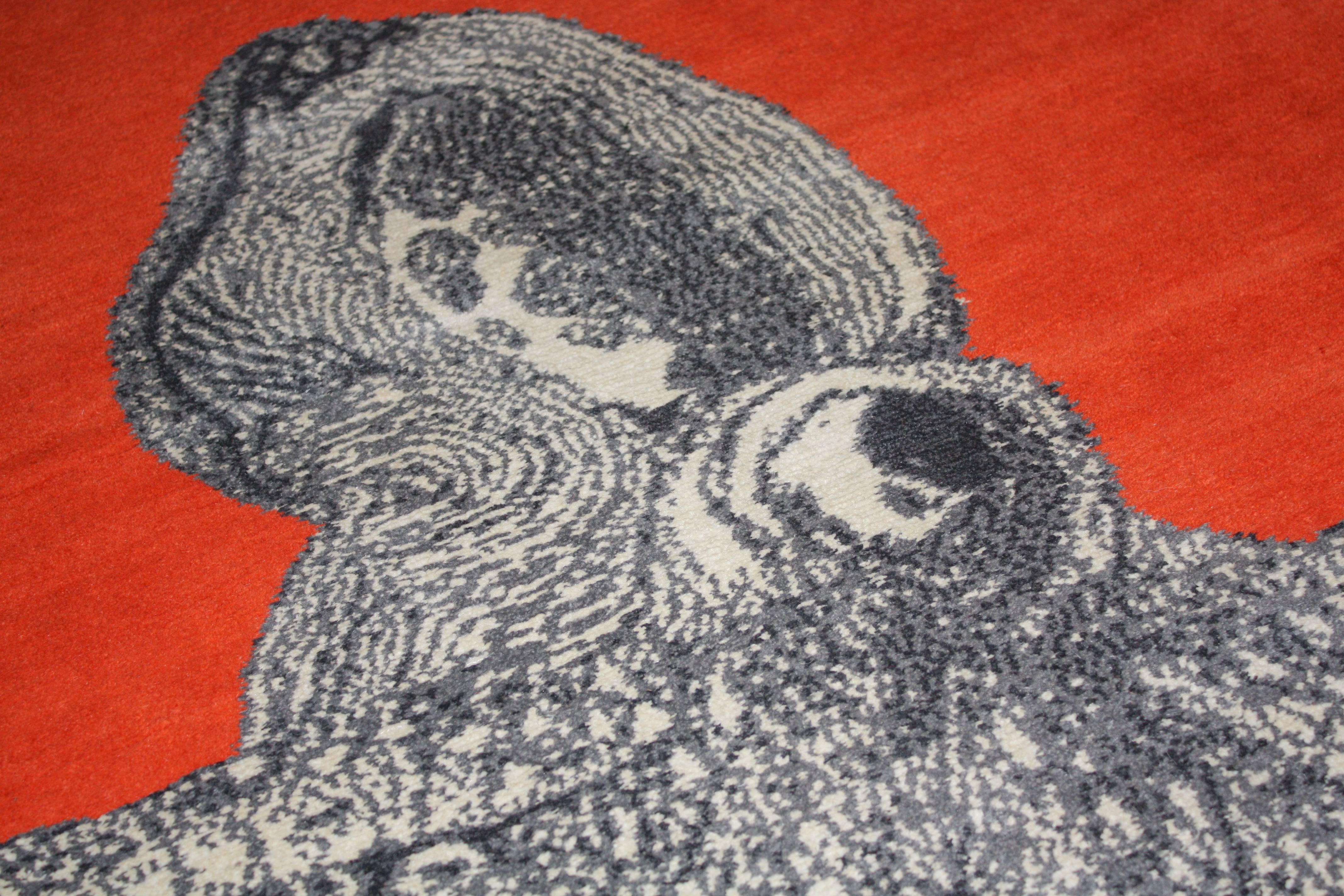 Hand-Woven One of a kind Modern Octopus Wool Area Rug