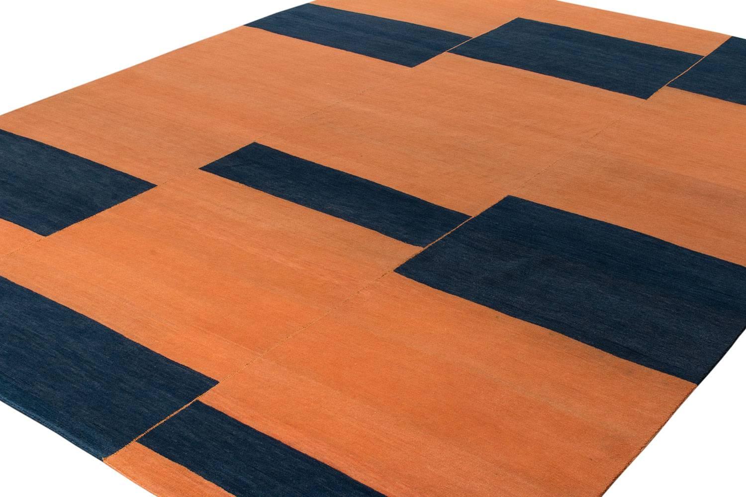 'Terrain' is an original design by Joseph Carini. Handwoven with Tibetan highland wool and hand dyed with all natural indigo. Measures: 9' x 12'.

Joseph Carini is the owner of Joseph Carini Carpets and has been involved in the NYC design scene