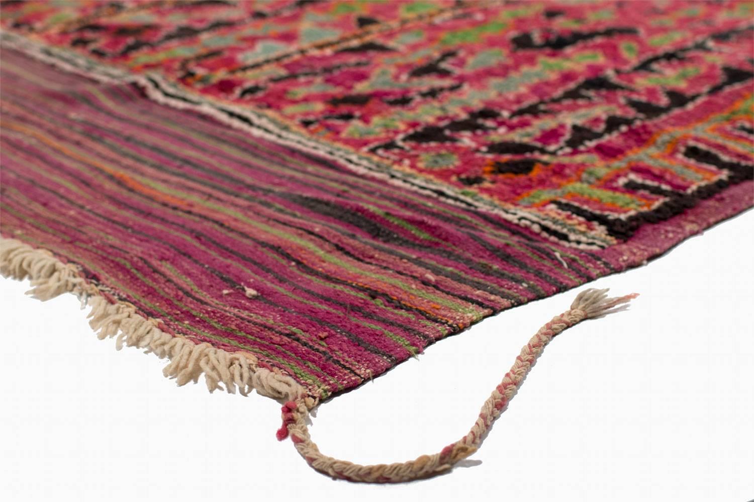 Mid-20th Century Vibrant Moroccan Rug with Banded Kilims