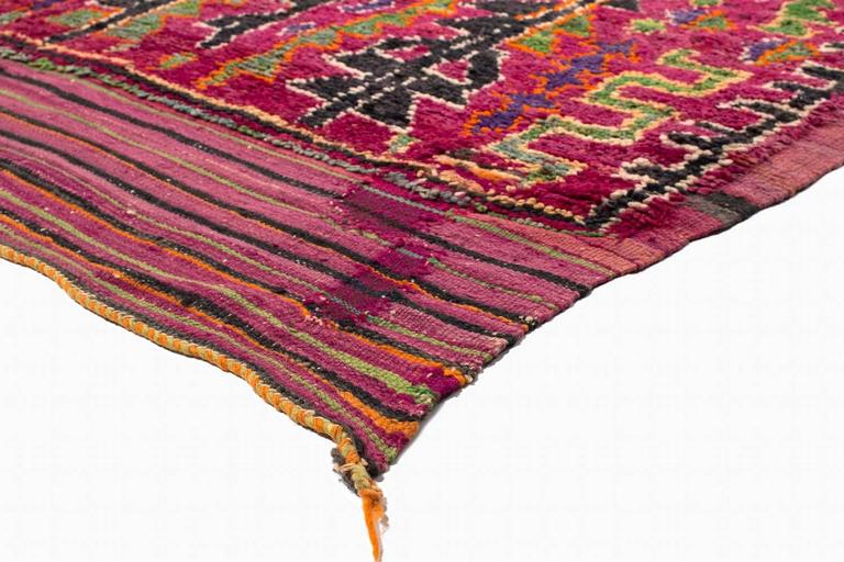 Vibrant Moroccan Rug with Banded Kilims For Sale at 1stDibs