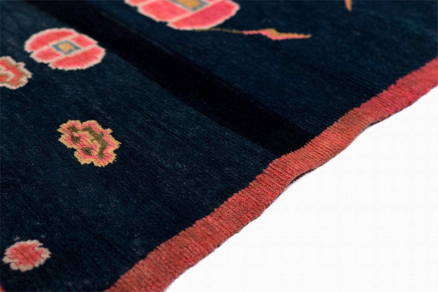 20th Century Vintage Tibetan Indigo Blue Rug