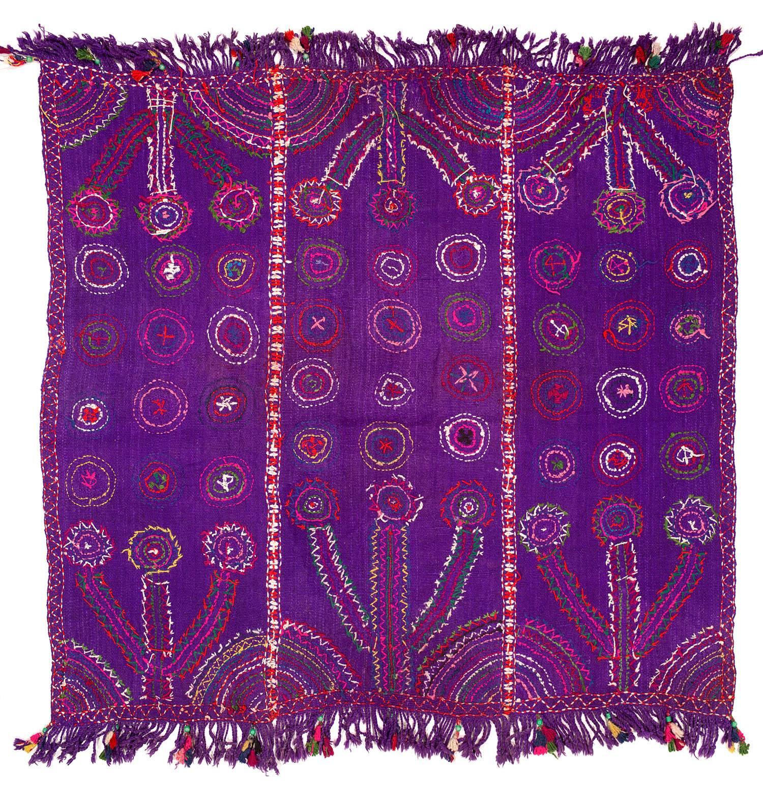 A beautiful hand embroidered textile from Turkey that is perhaps 30 or 40 years old. A whimsical example of textile Folk Art.
